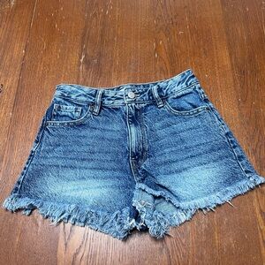 Denim Frayed Hem Women's Shorts